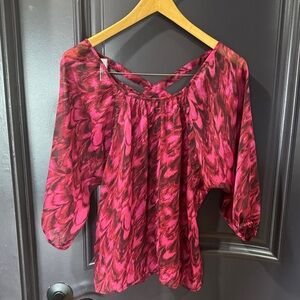 Express Vibrant Pink and Black Blouse